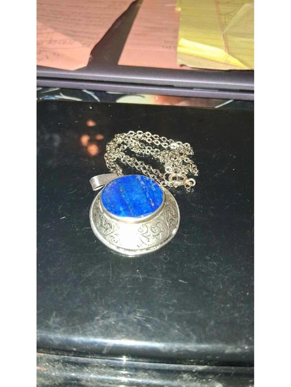 Rare Handmade Silver Plated Pendant With Lapis Lazuli Stone From Afghanistan.